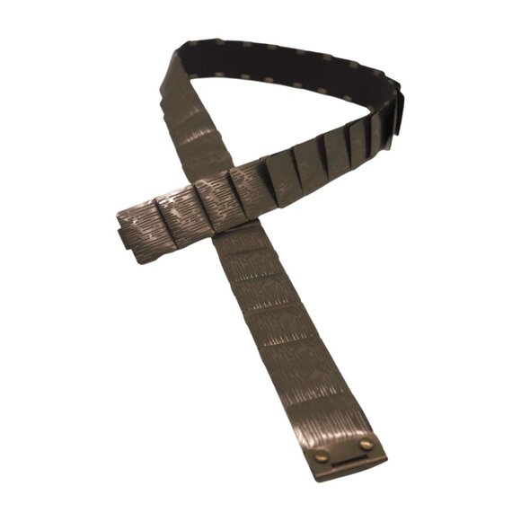 Nice Women Pewter Black Metal Elastic Skinny Stylish Stretch Look Belt Size S M - Picture 2 of 16